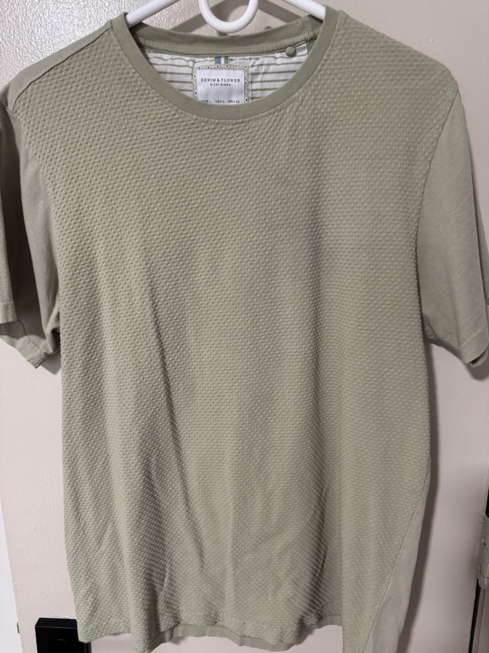 Denim & Flower Light Sage Textured Short Sleeve Tee